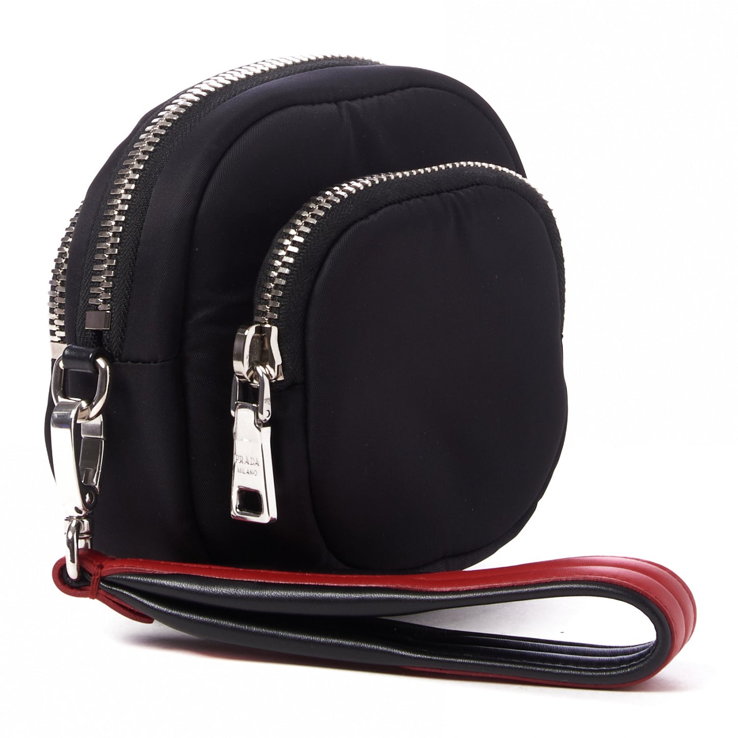 Tessuto Nylon Pocket Small Wristlet Pouch Black Fuoco