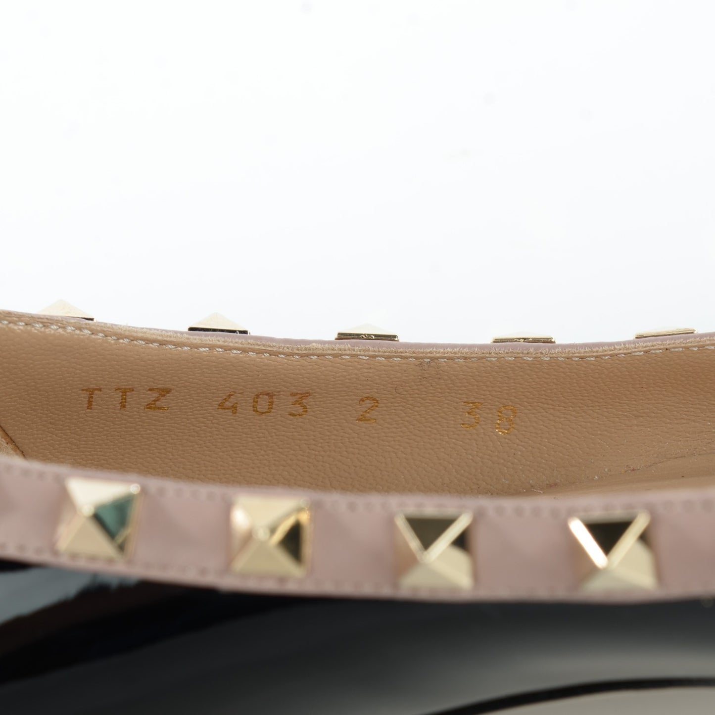 Patent Nappa Rockstud Ballerina Flats 38 Black Poudre