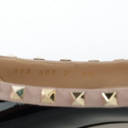 Valentino Garavani Patent Nappa Rockstud Ballerina Flats 38 Black Poudre 6 of 8