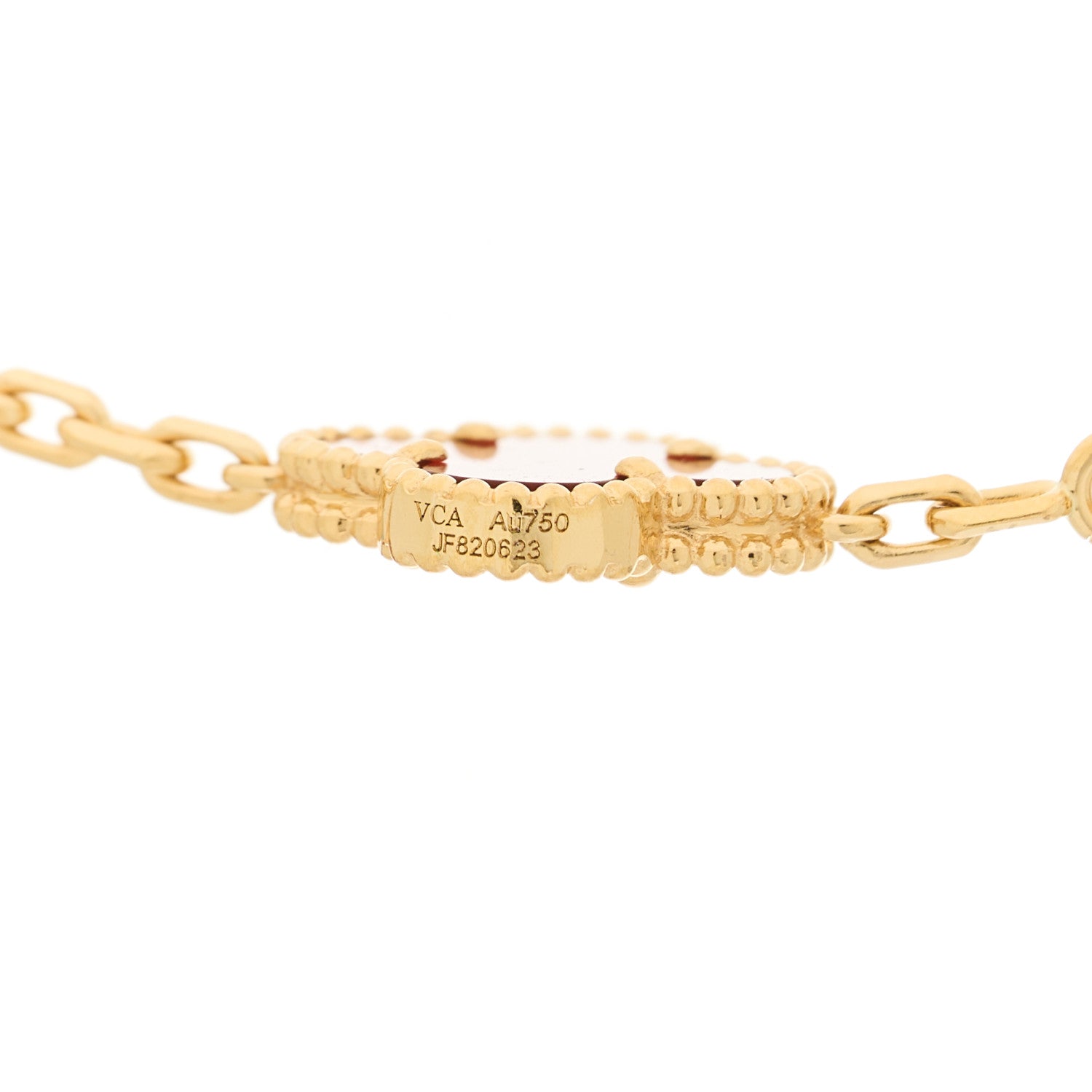 Van Cleef & Arpels 18K Yellow Gold Carnelian 10 Motifs Vintage Alhambra Necklace 5 of 6