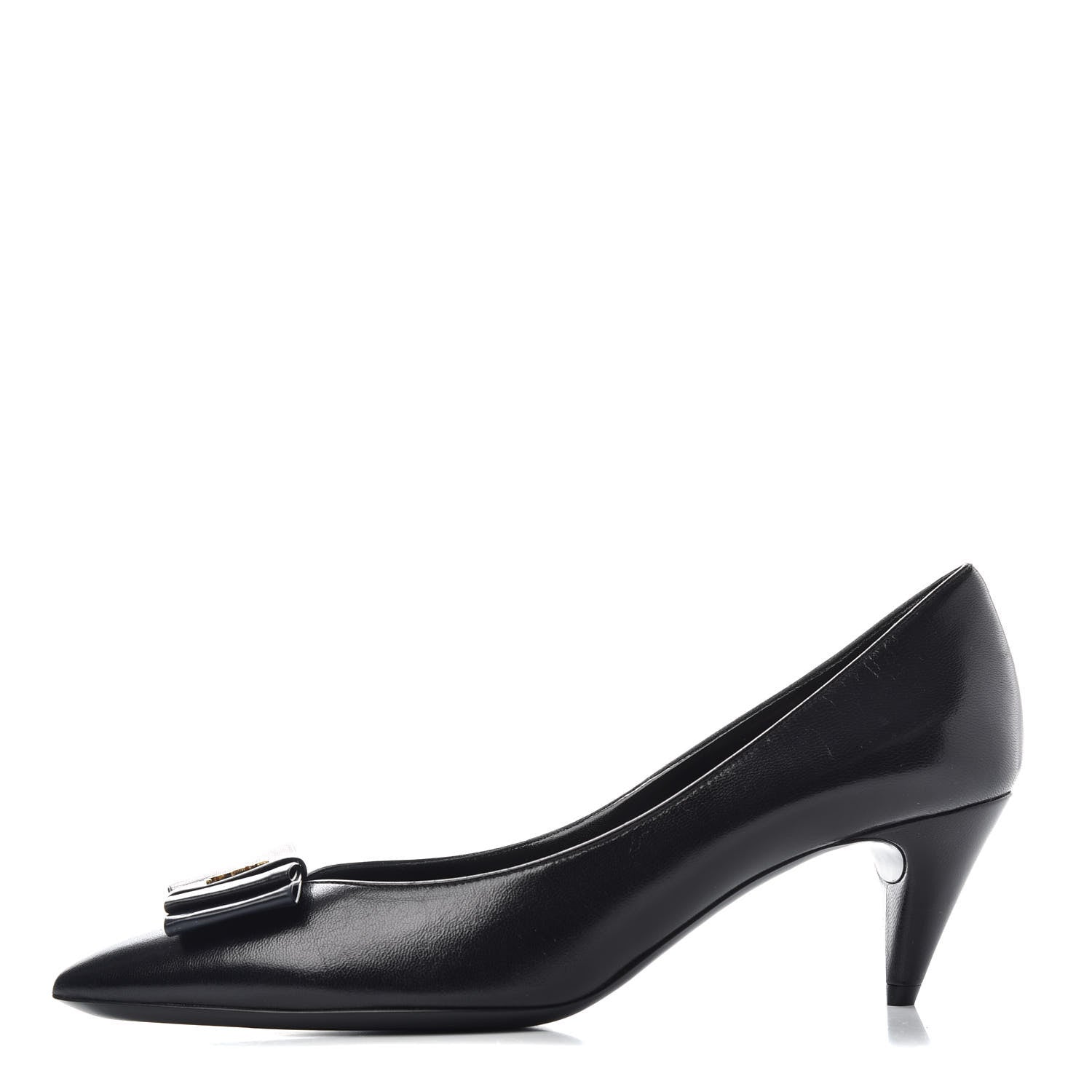 Saint Laurent Calfskin Bow Anais Pumps 37.5 Black 1 of 10