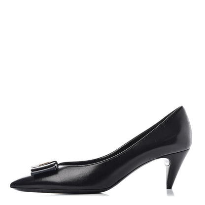Saint Laurent Calfskin Bow Anais Pumps 37.5 Black 1 of 10