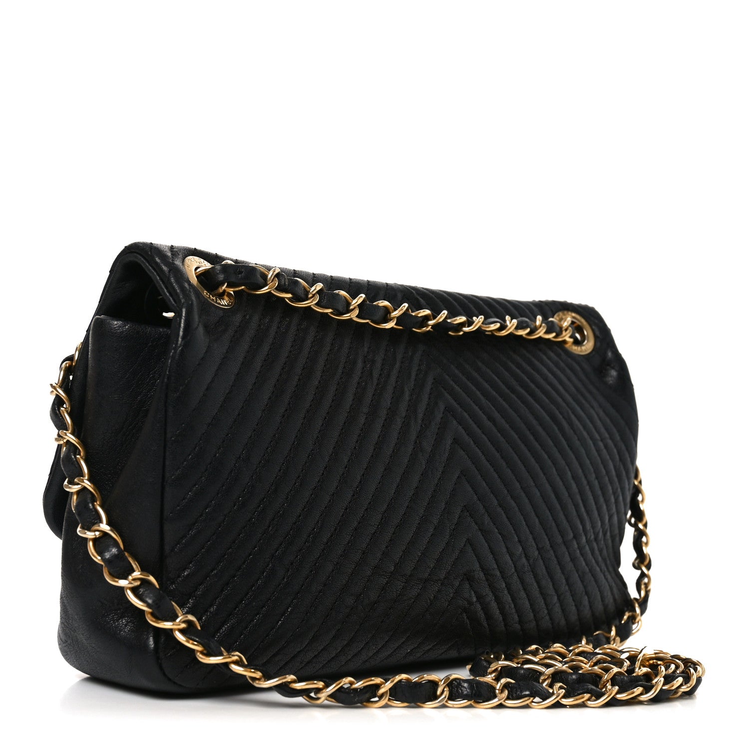 Chanel Calfskin Chevron Quilted Medium Surpique Flap Black 3 of 10