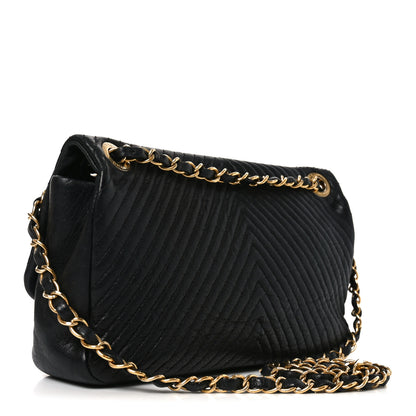 Chanel Calfskin Chevron Quilted Medium Surpique Flap Black 3 of 10