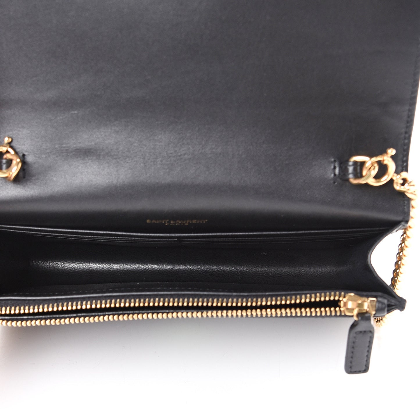 Smooth Calfskin Classic Monogram Kate Tassel Chain Wallet Black