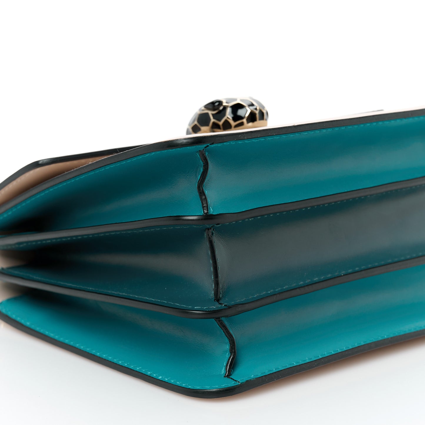 Calfskin Serpenti Forever Top Handle Beige Green
