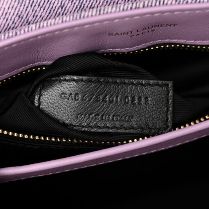 Saint Laurent Denim Y Quilted Monogram Toy Loulou Crossbody Bag Bleached Lilac 7 of 13