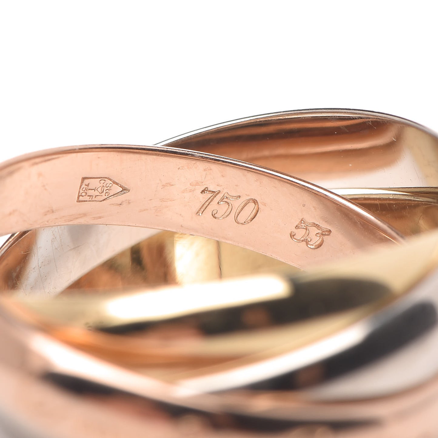 18K Pink Yellow White Gold Classic Les Must De Trinity Ring 53 6.25