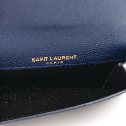 Saint Laurent Grain De Poudre Uptown Monogram Card Case Navy 5 of 8