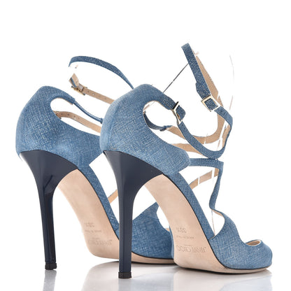 Jimmy Choo Denim Lang Sandals 38.5 Blue 4 of 15