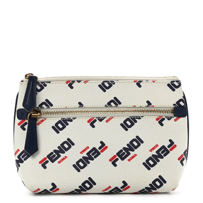 Fendi X FILA Vitello Mania Medium Pyramid Cosmetic Case White Blueberry 1 of 8