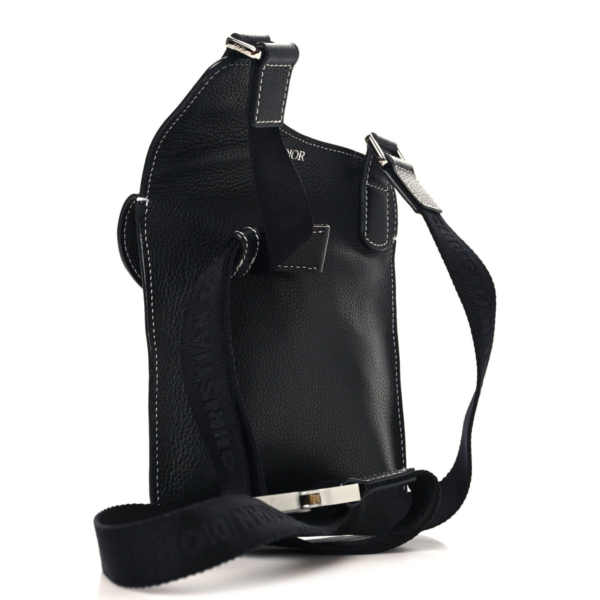 X KAWS Grained Calfskin Bee Saddle Pouch Black