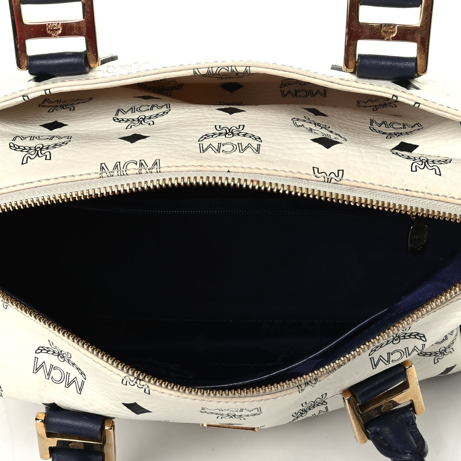 MCM Visetos Boston Satchel White 4 of 7