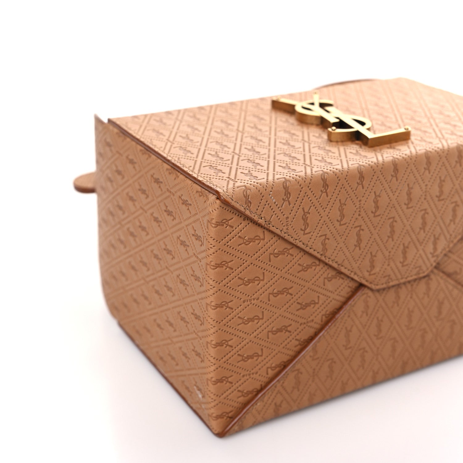 Saint Laurent Calfskin Monogram Take Away Box Dusty Vintage Brown Gold 7 of 9