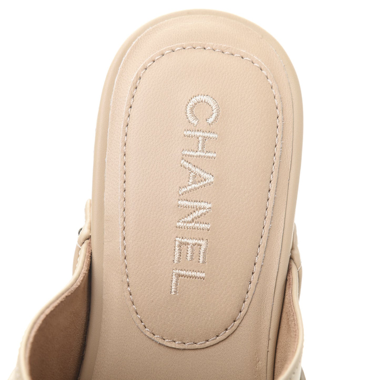 Calfskin CC Turn Lock Clogs 37 Beige