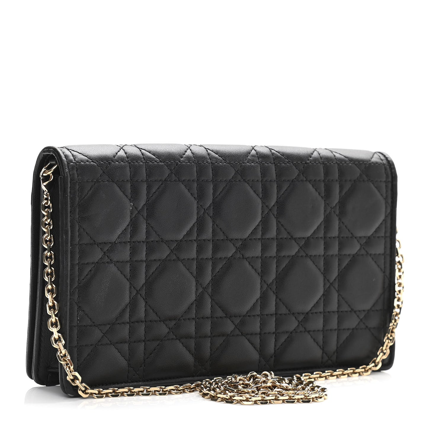 Lambskin Cannage Lady Dior Chain Wallet Black