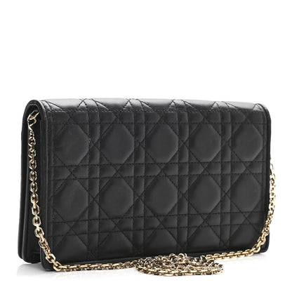 Christian Dior Lambskin Cannage Lady Dior Chain Wallet Black 4 of 12