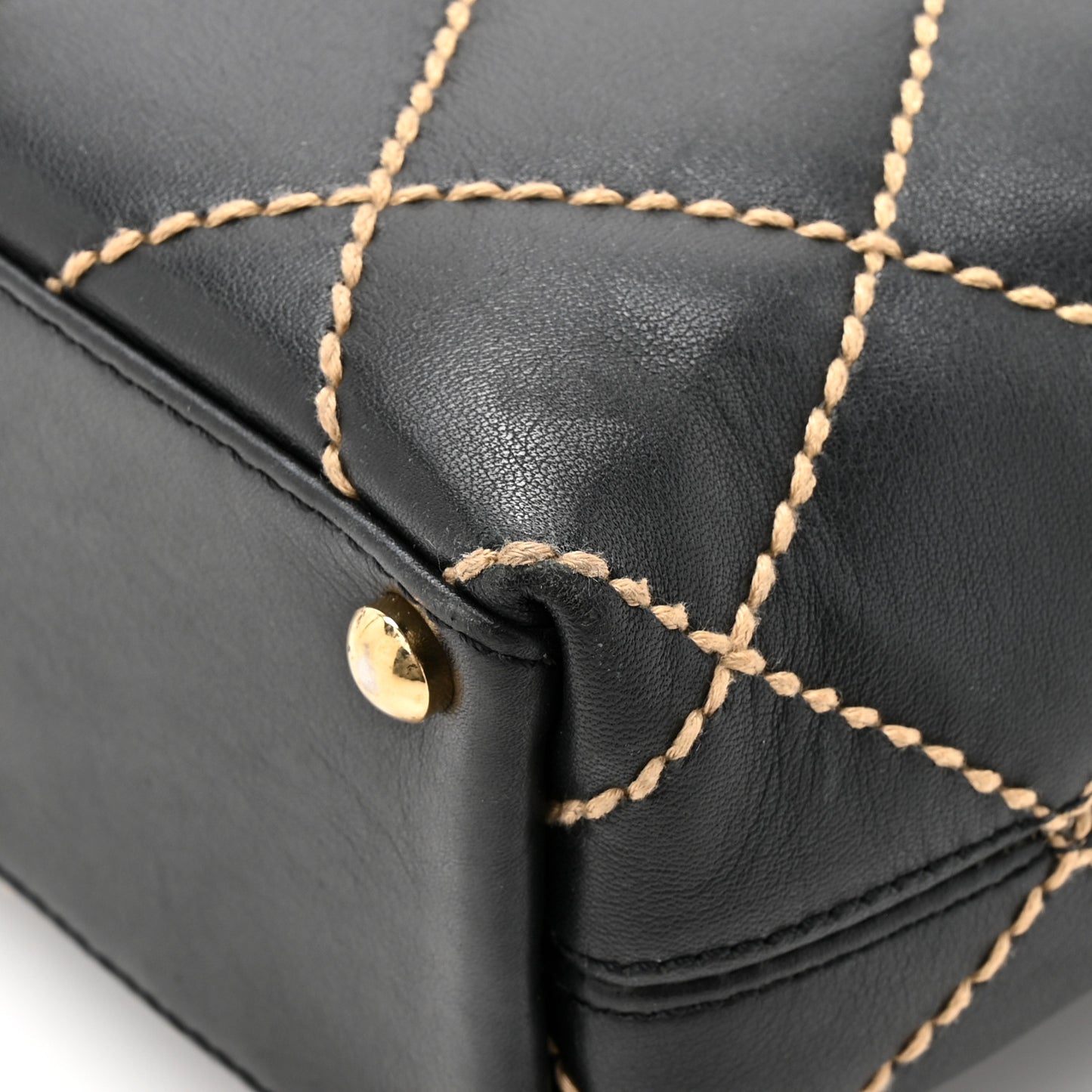 Calfskin Wild Stitch Tote Black