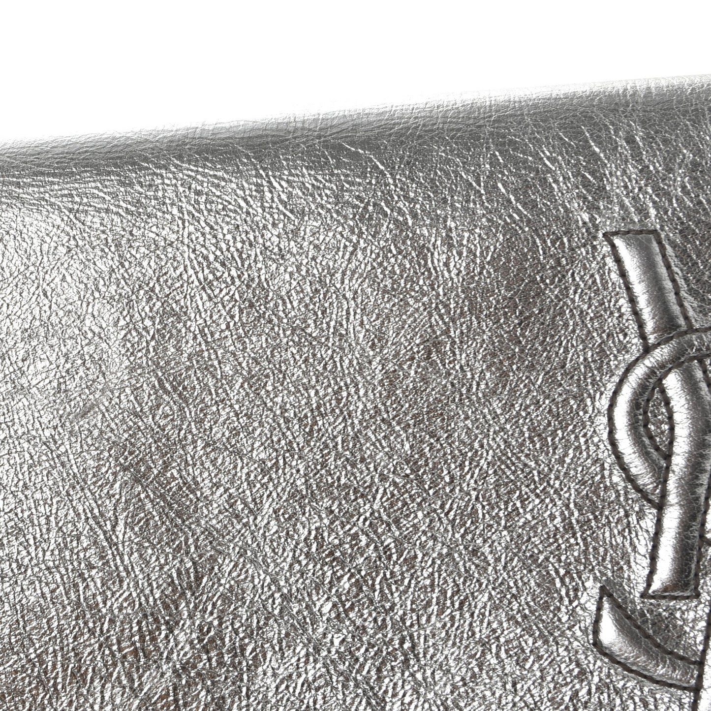 Metallic Calfskin Large Belle De Jour Clutch Silver Gold