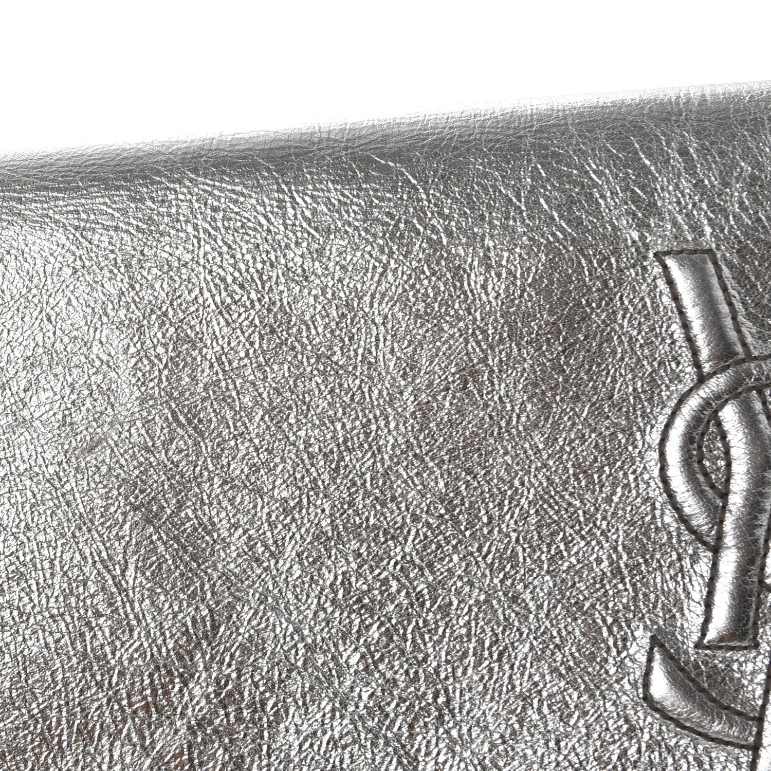 Saint Laurent Metallic Calfskin Large Belle De Jour Clutch Silver Gold 8 of 12