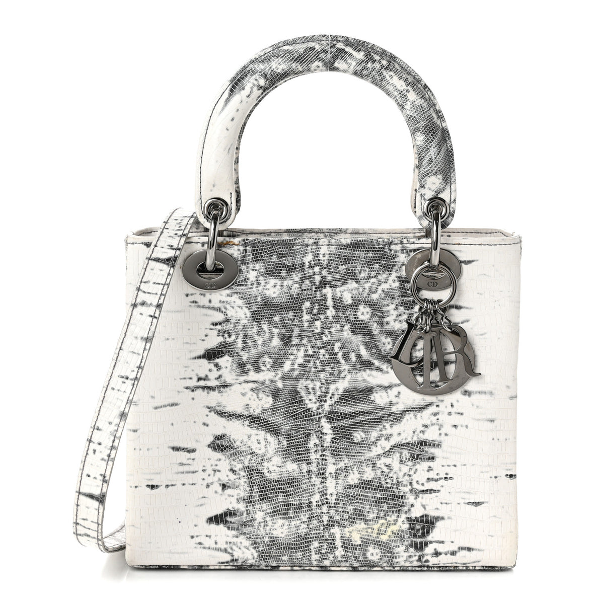 Christian Dior Lizard Medium Lady Dior White Black 1 of 13