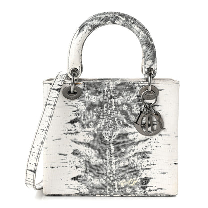 Christian Dior Lizard Medium Lady Dior White Black 1 of 13