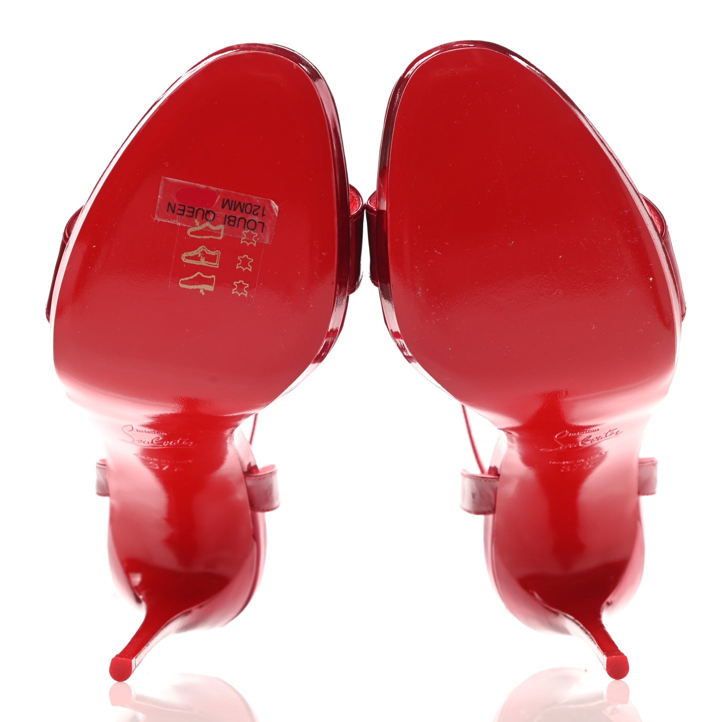 Shiny Patent Calfskin Queen Psych Loubi Ankle Strap Sandals 37.5 Red