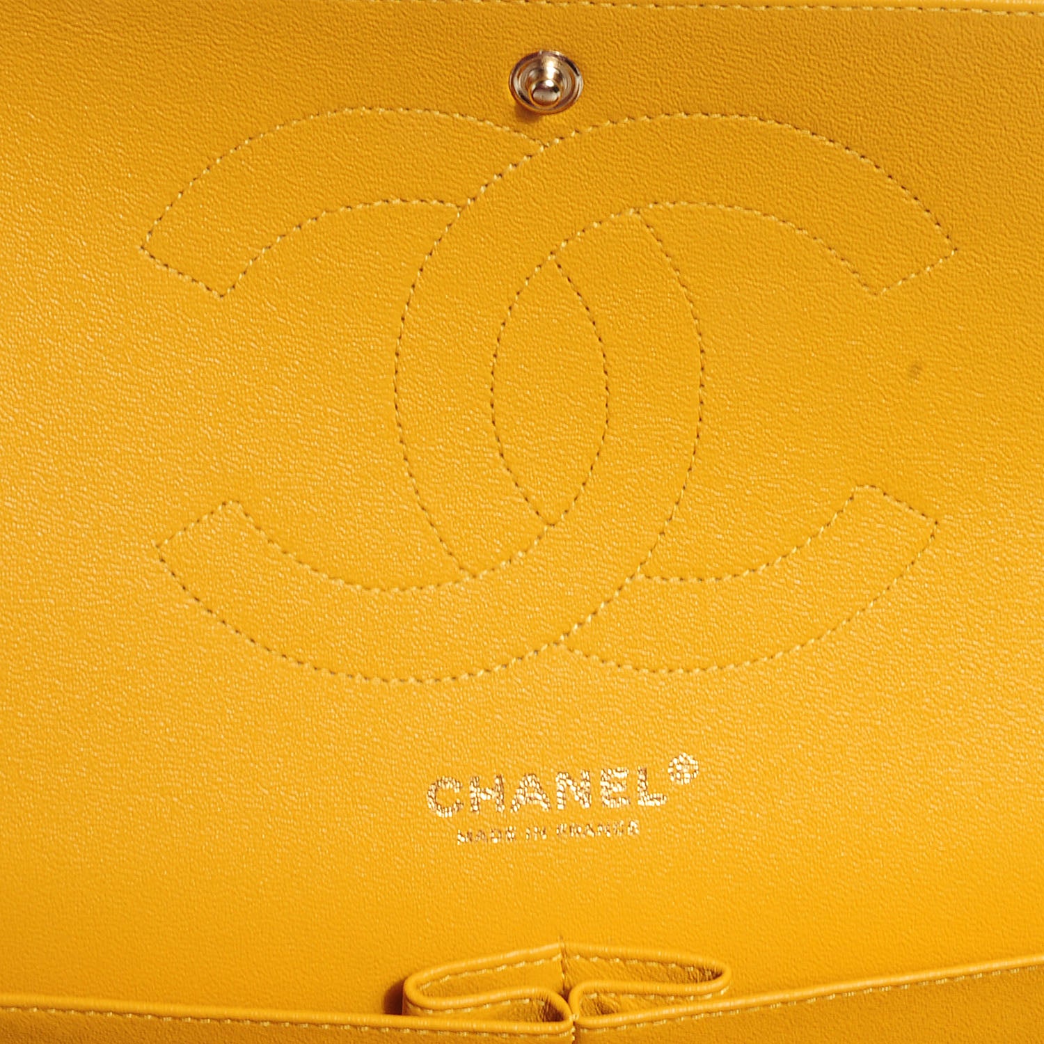 Chanel Lambskin Jumbo Double Flap Yellow 6 of 10