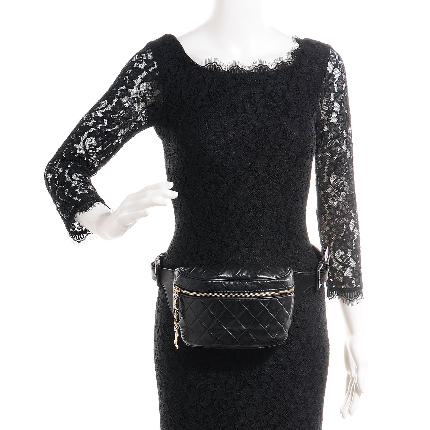 Lambskin Quilted Belt Bag Black