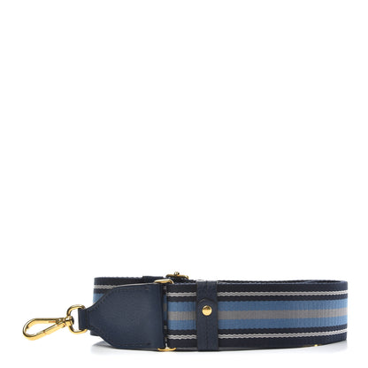 Prada Vitello Daino Striped Fabric Shoulder Strap Baltico 1 of 3
