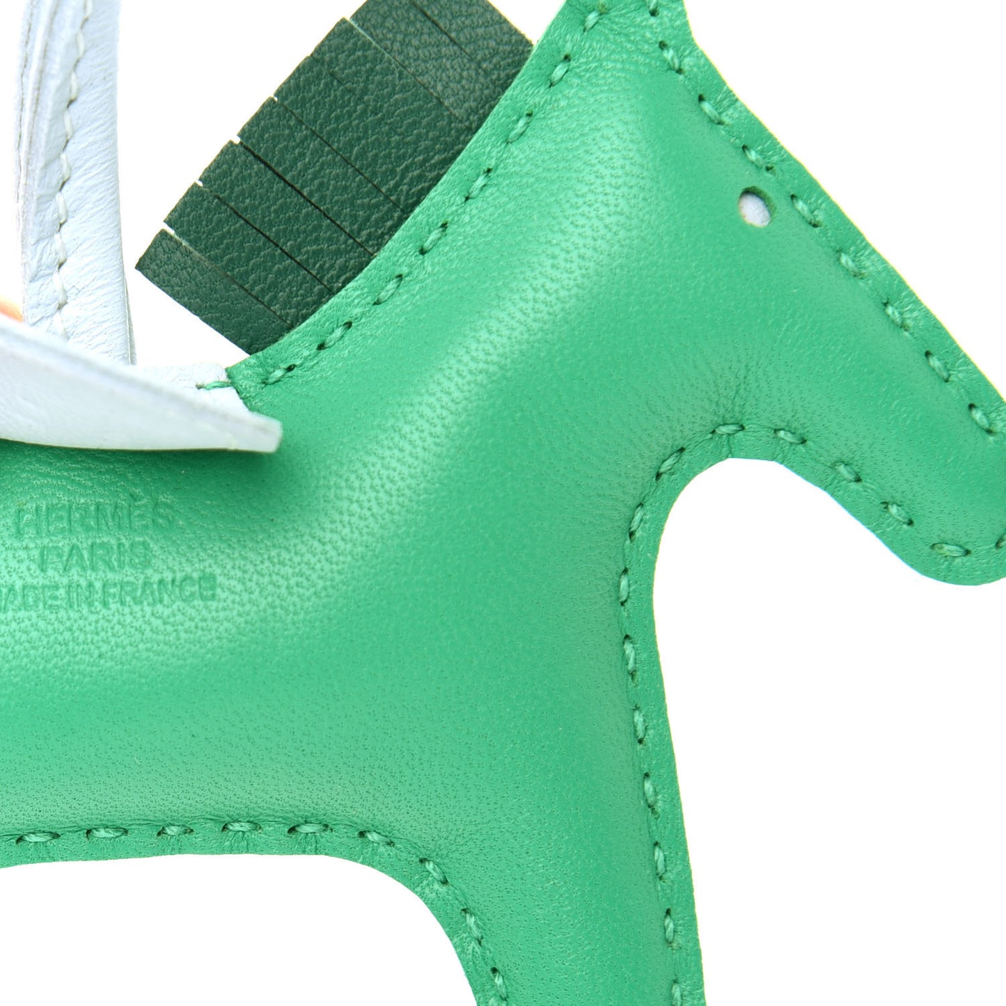 Milo Lambskin Grigri Rodeo Horse Bag Charm PM Menthe Malachite Brume