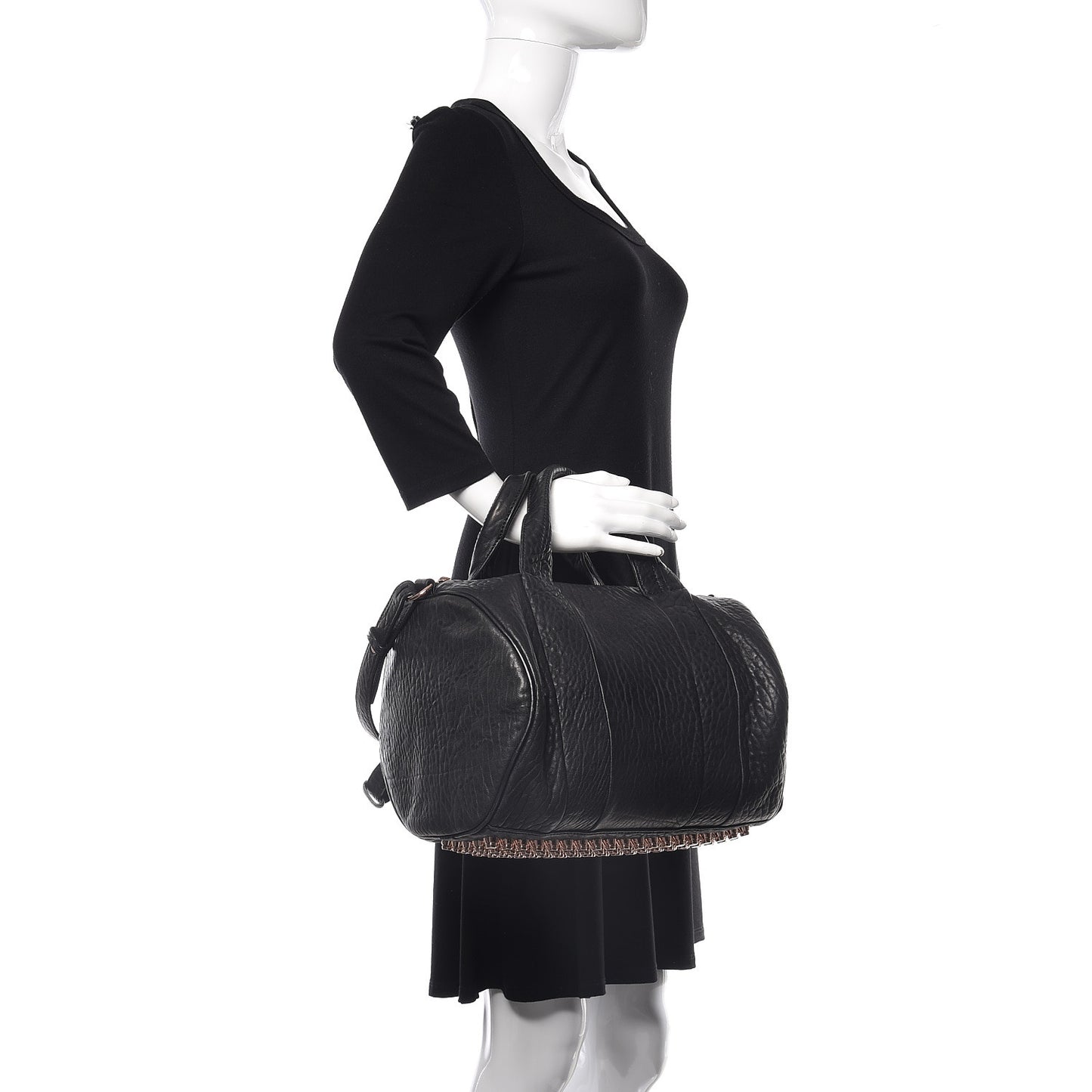 Pebbled Lambskin Rocco Black Rose Gold Hardware
