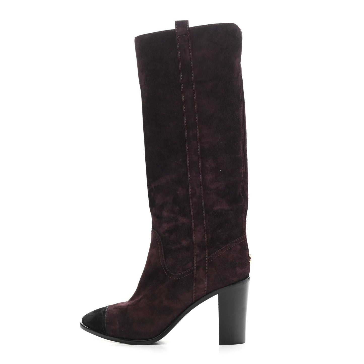 Suede Calfskin Cap Toe Boots 40 Burgundy