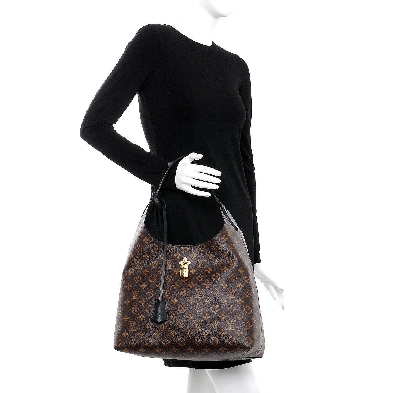 Louis Vuitton Monogram Flower Hobo Black 2 of 8