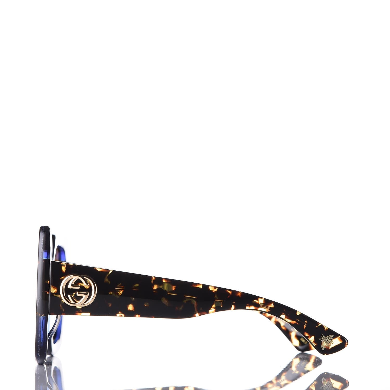 Gucci Square Frame GG0083S Sunglasses Glitter Blue Havana Brown 3 of 8
