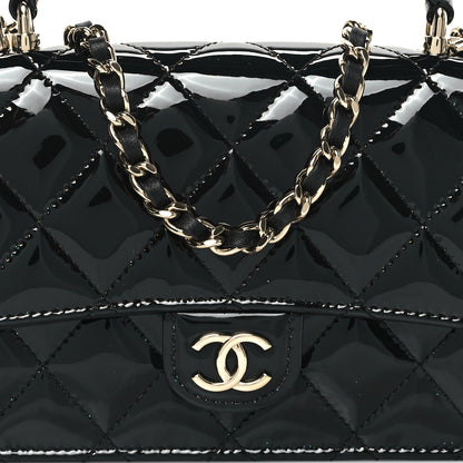 Chanel Patent Calfskin Quilted Flap Phone Holder With Chain Black 9 of 13