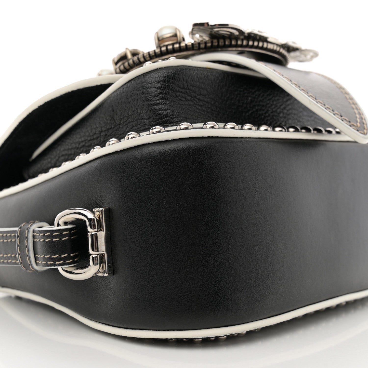 Miu Miu Goatskin Madras Soft Calf Crystal Embellished Lady Black 9 of 14