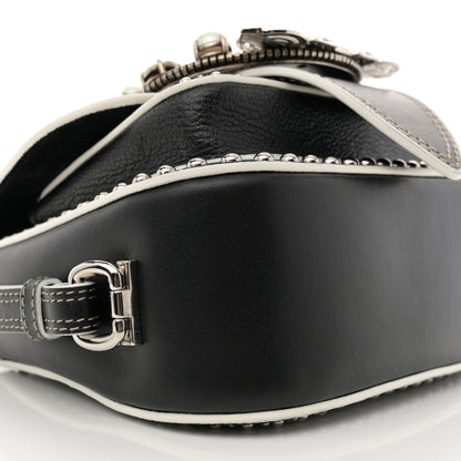 Miu Miu Goatskin Madras Soft Calf Crystal Embellished Lady Black 9 of 14
