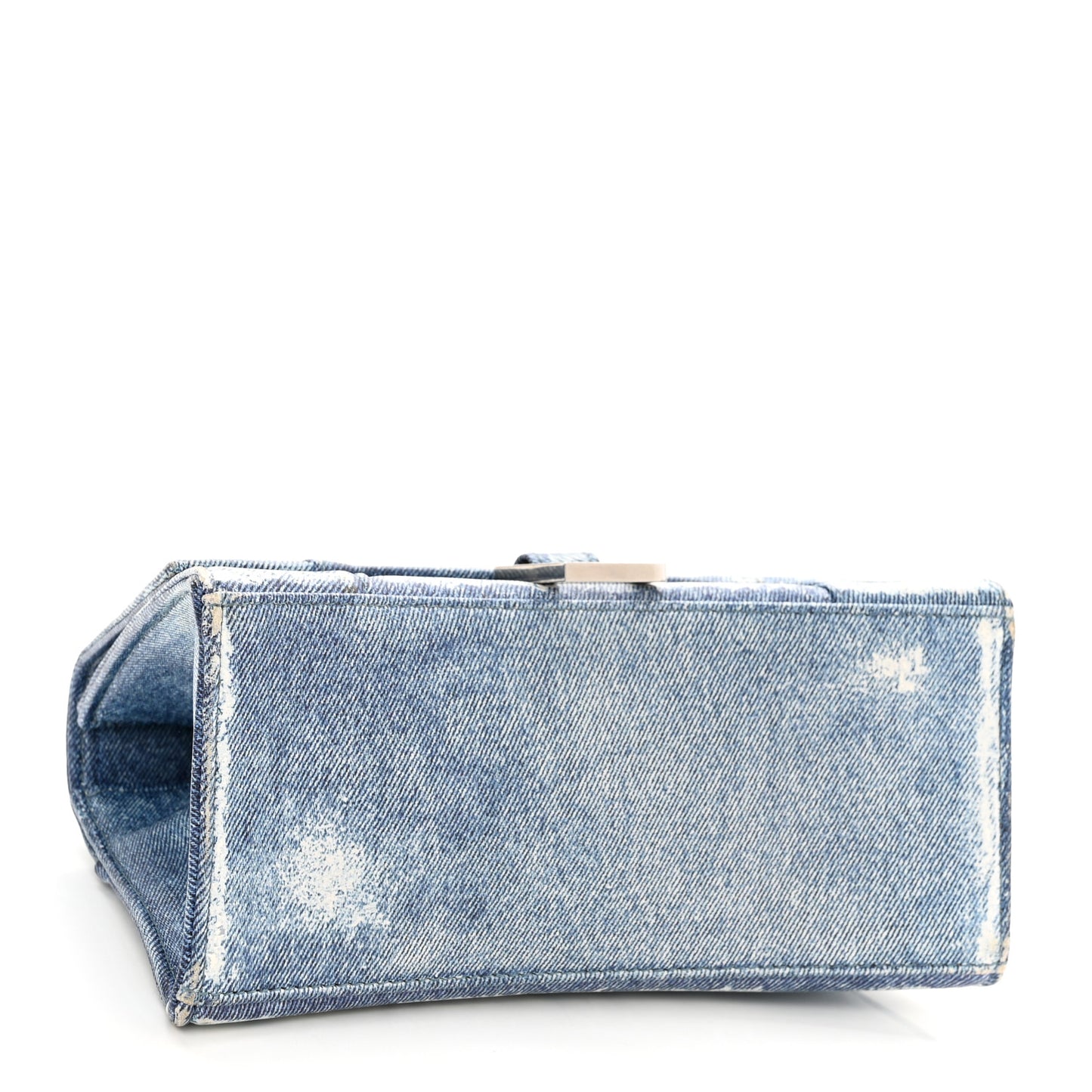 Nappa Denim Printed Small Hourglass Top Handle Bag Denim Blue