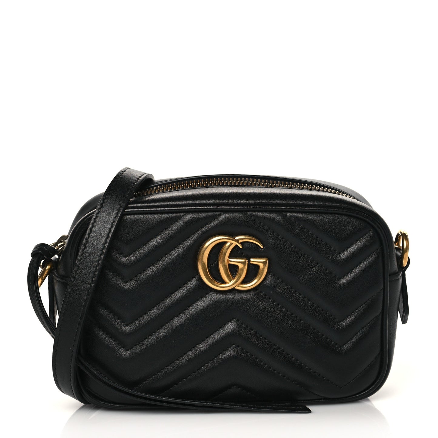 Calfskin Matelasse Mini GG Marmont Chain Shoulder Bag Black