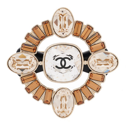 Chanel Baguette Crystal Resin CC Brooch Gold Beige 1 of 4