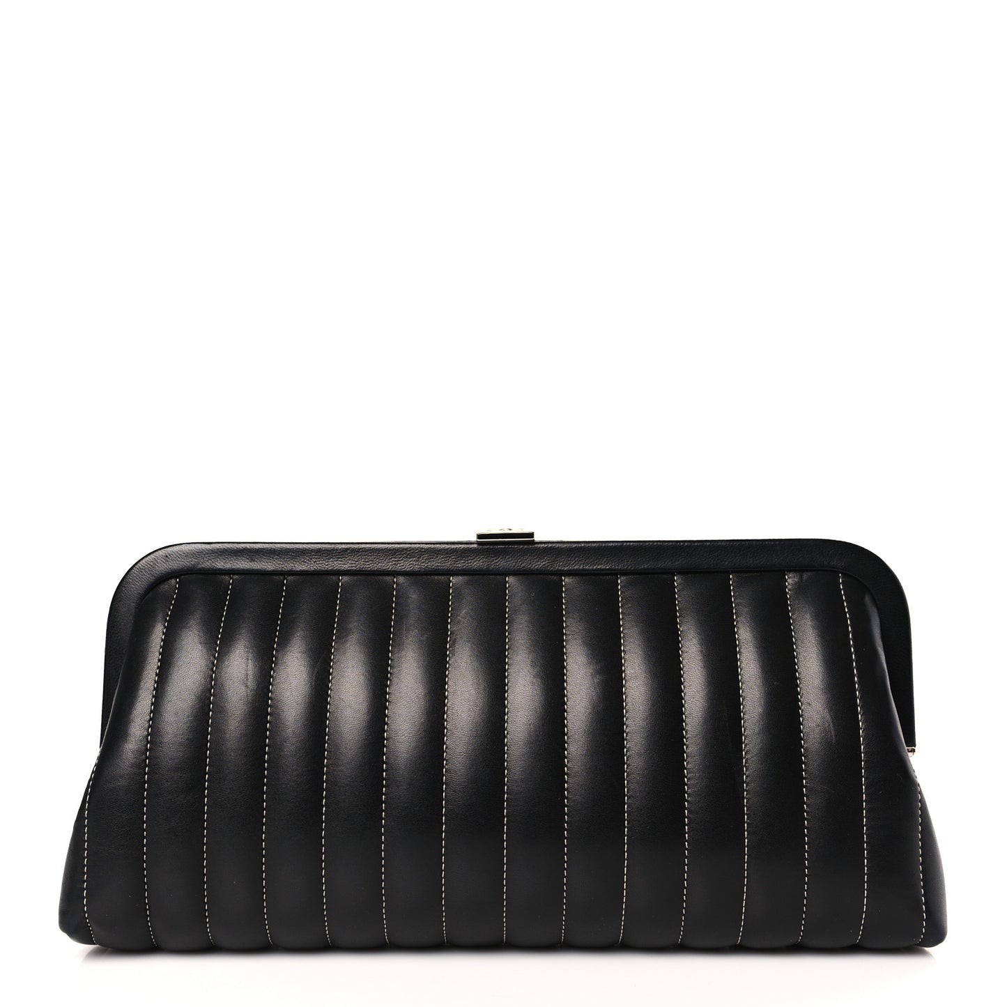 Lambskin Vertical Quilted Mademoiselle Clutch Black