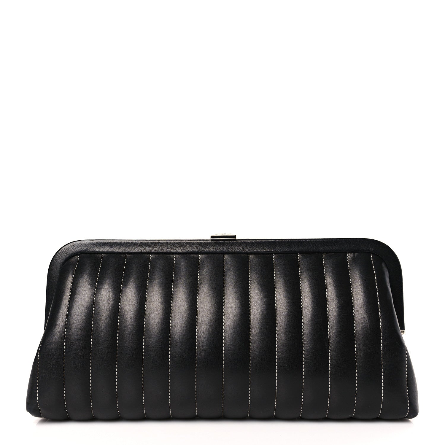 Chanel Lambskin Vertical Quilted Mademoiselle Clutch Black 1 of 9