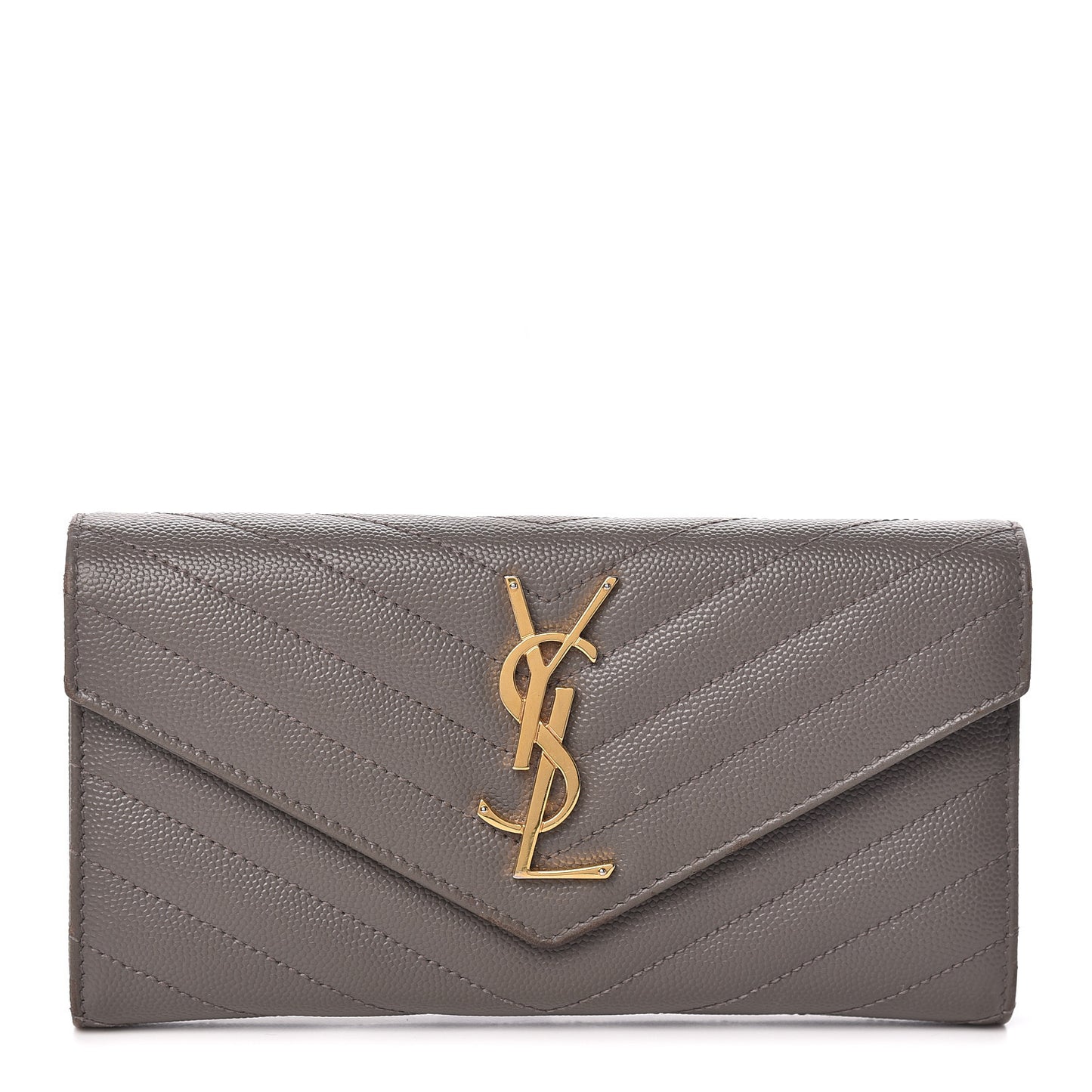 Grain De Poudre Matelasse Chevron Monogram Flap Wallet Fog