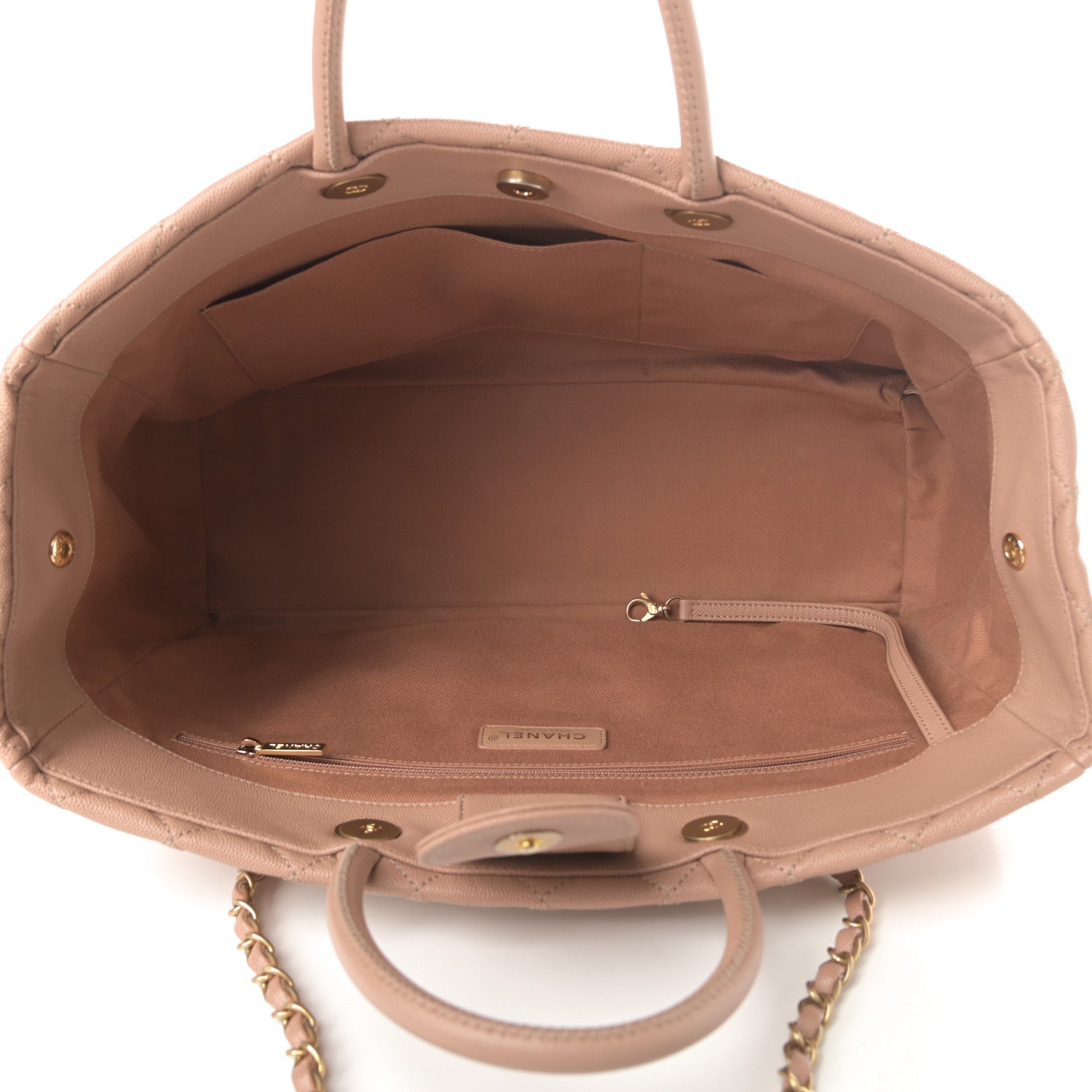 Chanel Caviar Quilted Large Coco Handle Shopping Tote Beige 7 of 13