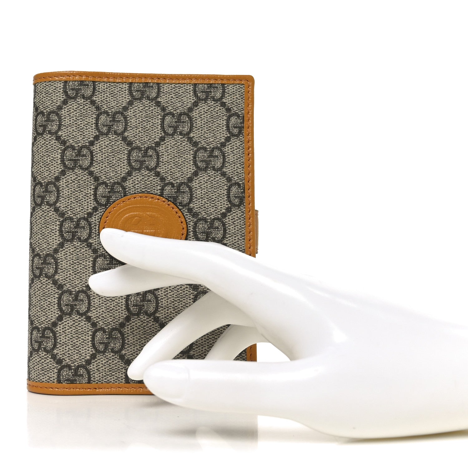 Gucci GG Supreme Monogram Textured Calfskin Retro Interlocking G Passport Case Beige Yellow 4 of 14