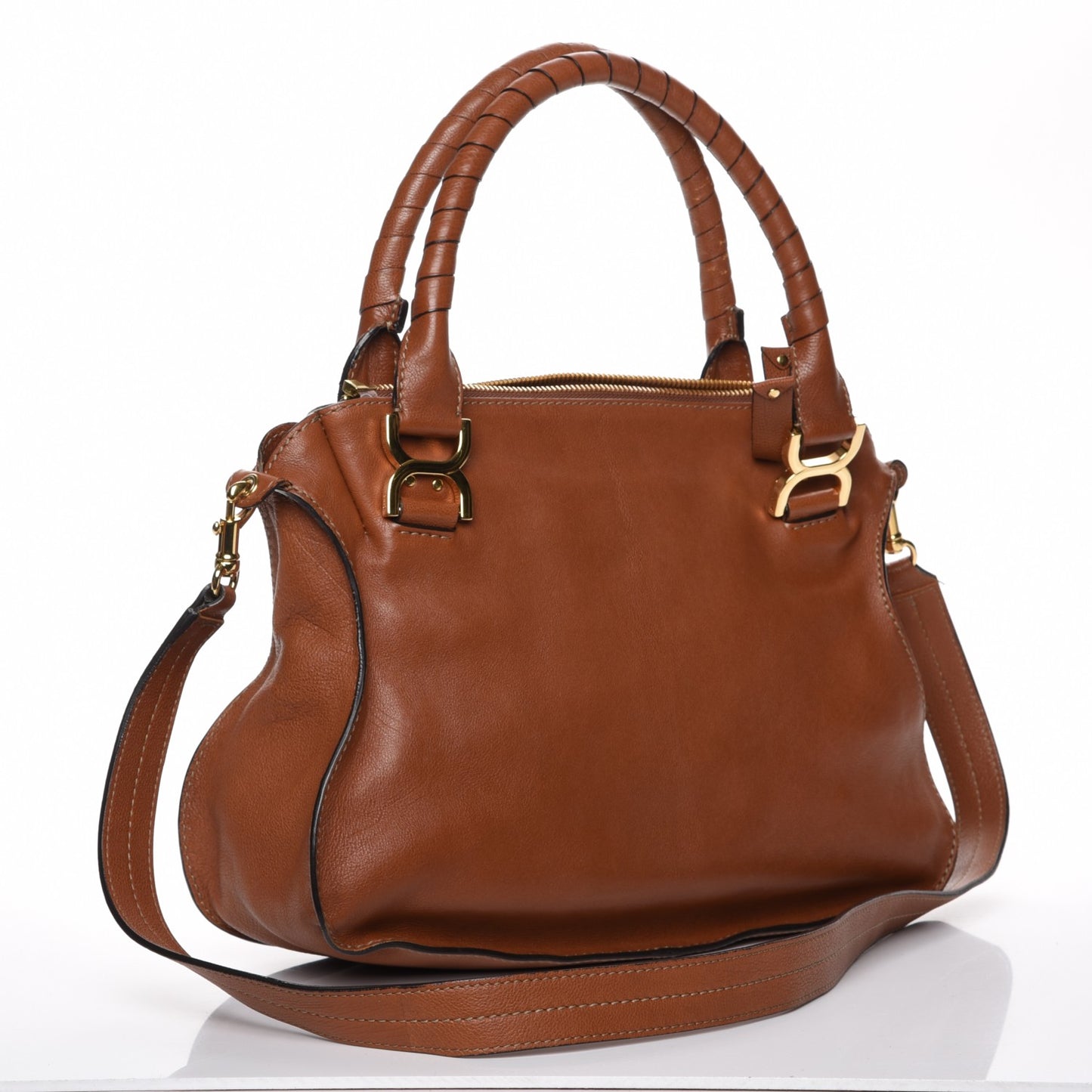 Calfskin Medium Marcie Nude Satchel Tobacco