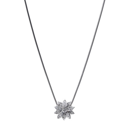 Van Cleef & Arpels 18K White Gold Diamond Small Lotus Pendant Necklace 1 of 6