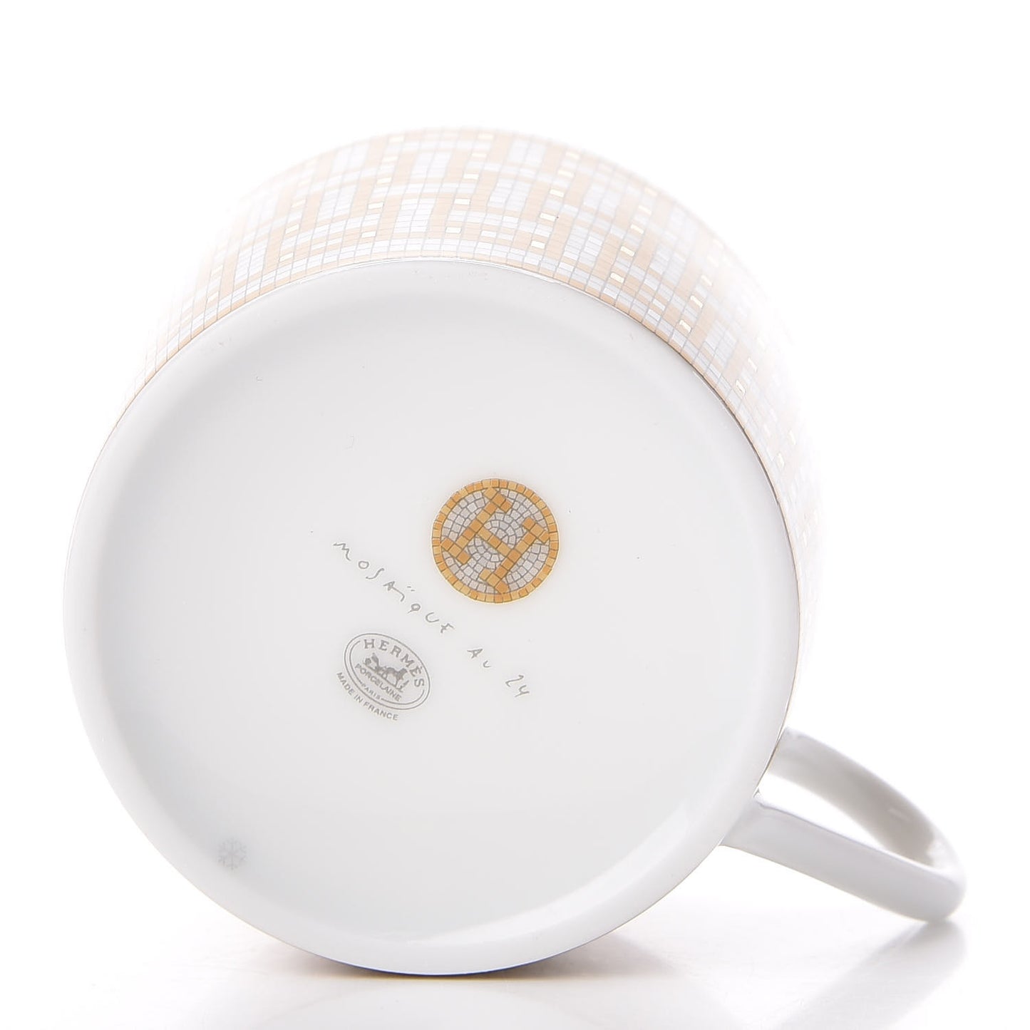 Porcelain Mosaique Au 24 Gold Platine Tea Cup and Saucer Set of 2
