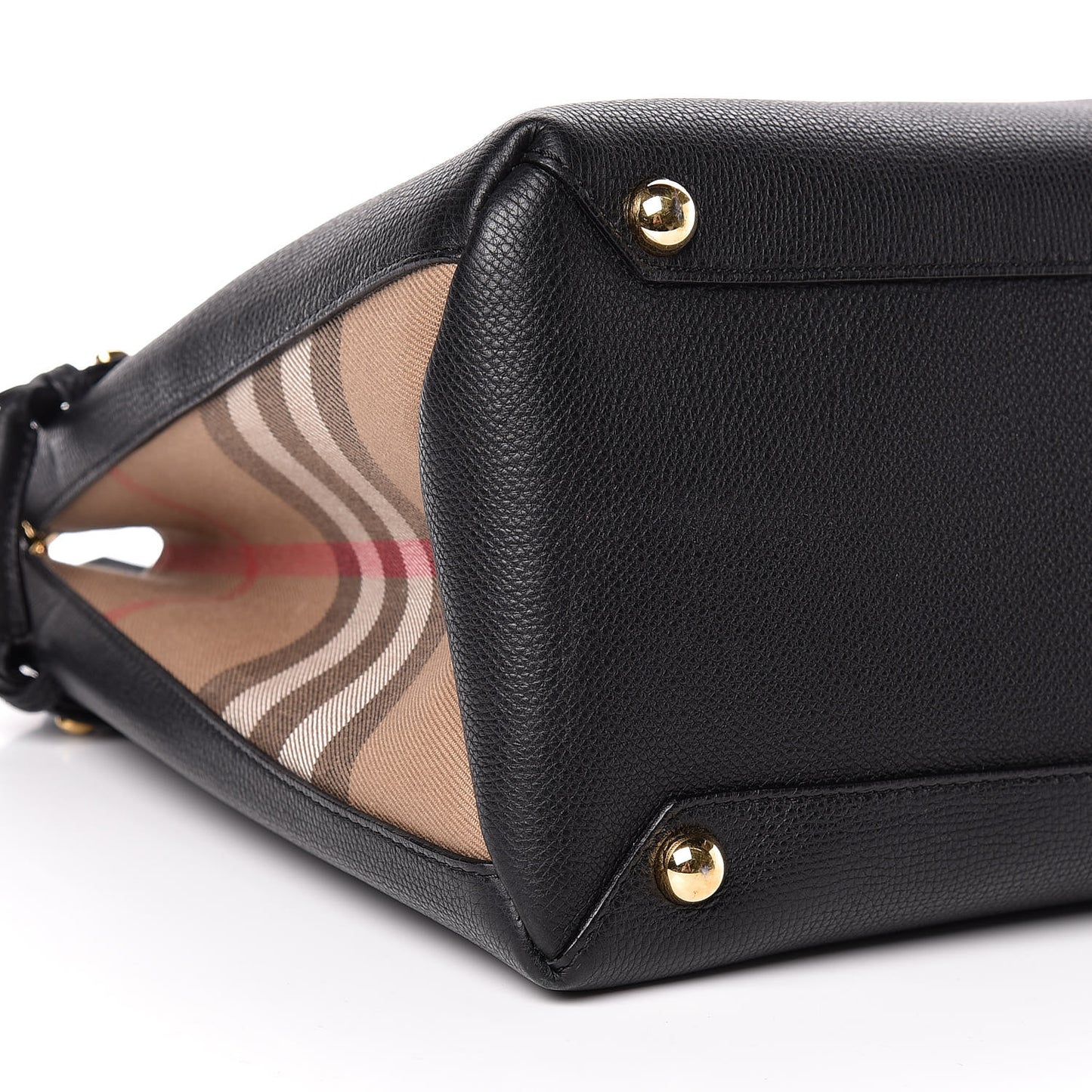 Grainy Calfskin House Check Large Banner Tote Black